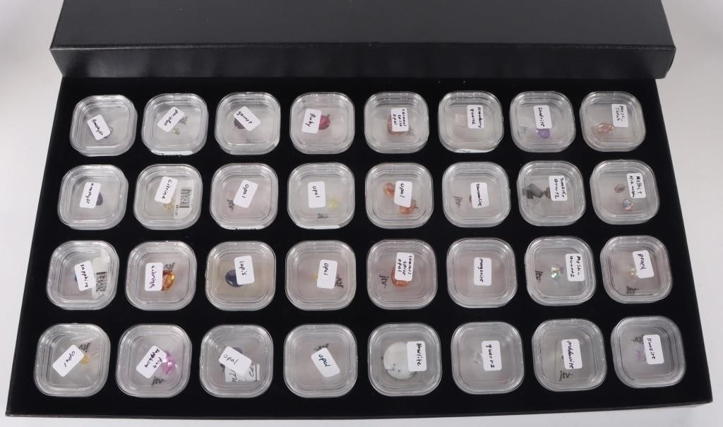 ASSORTED SEMI-PRECIOUS LOOSE GEMSTONES LOT OF 32: Assorted semi-precious loose gemstones lot of 32 to include highlights of pink sapphire, ruby, caramel opal, morganite, kunzite, amethyst and more. All stones tested based on their thermal response vi