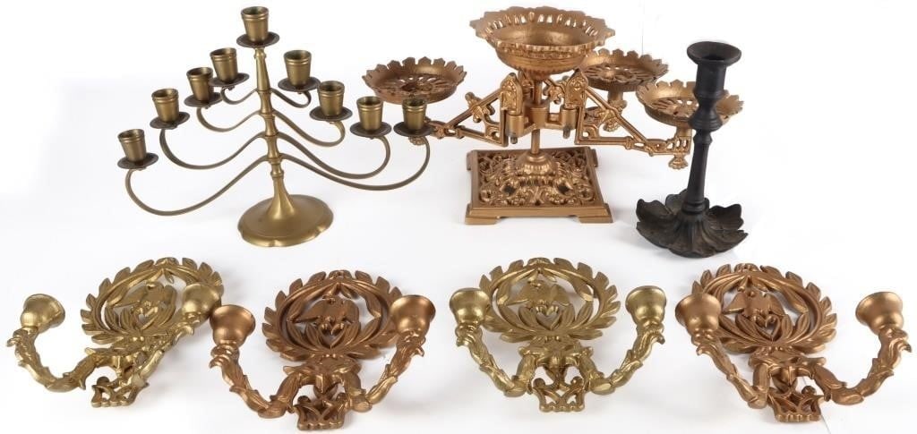 CANDLE HOLDERS MENORAH VICTORIAN STYLE LOT OF 7 (1 of 6)