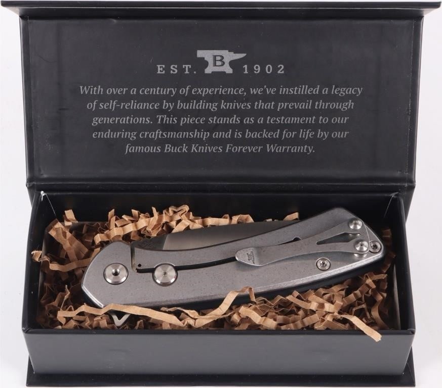 BUCK KNIVES 040 ONSET KNIFE BLACK S45VN STEEL: Buck Knives 040 Onset Knife. To feature black textured G10 handle and S45VN Steel; full flat grind drop point blade. Includes removable, stonewash finished pocket clip carry system.With a G10 handle,