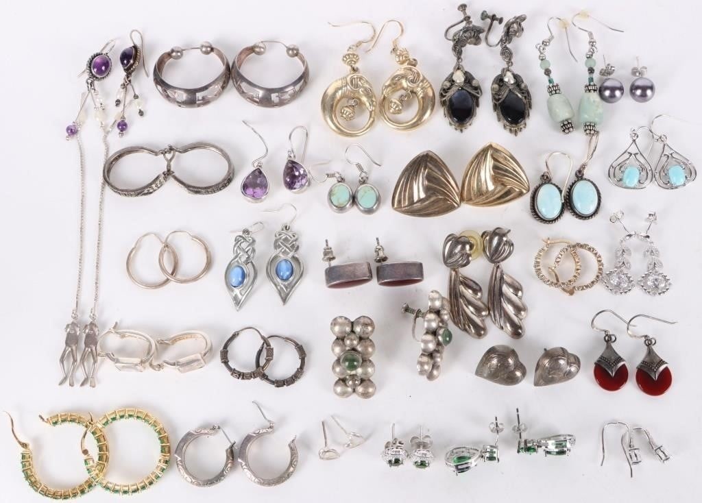 STERLING SILVER ASSORTED EARRINGS LOT OF 30 (1 of 5)