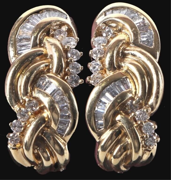 14K YELLOW GOLD DIAMOND LADIES EARRINGS - 1.04 CTW (1 of 5)