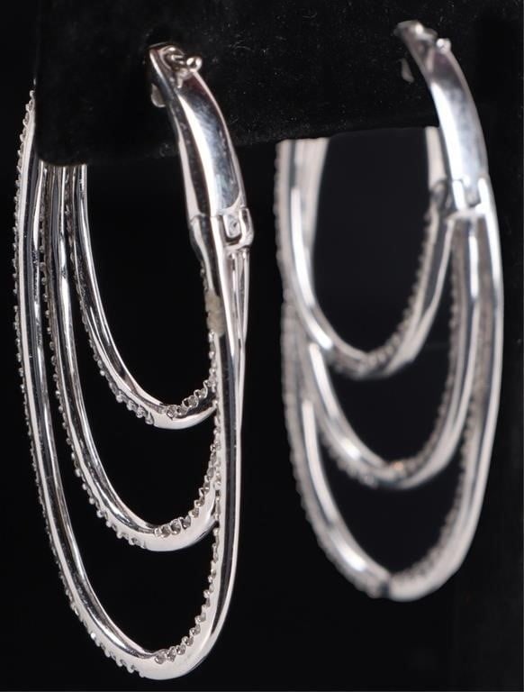 DOZENS OF DIAMONDS 14K WHITE GOLD LADIES EARRINGS (1 of 3)