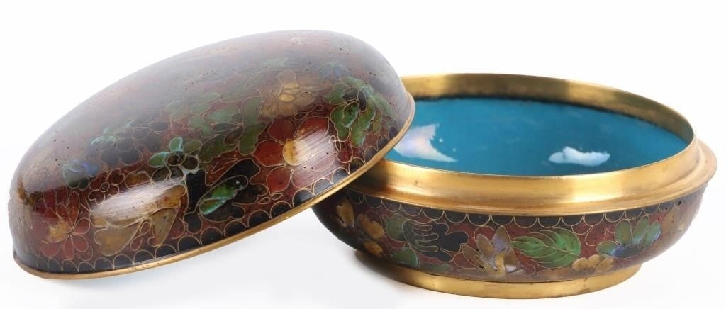 VINTAGE CHINESE CLOISONNE ENAMEL TRINKET BOX (1 of 4)