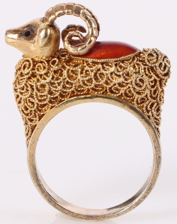 GOLD-TONE STERLING SILVER FILIGREE GOAT RING (1 of 5)