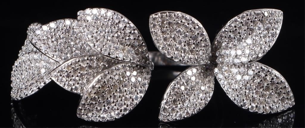 STERLING SILVER ADJUSTABLE FLOWER CZ RING (1 of 4)