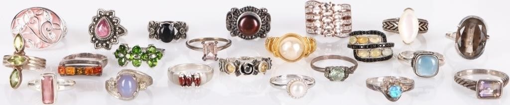 STERLING SILVER LADIES GEMSTONE RINGS LOT OF 22 (1 of 5)