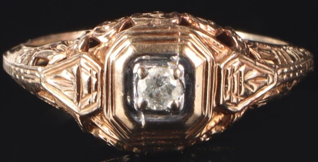 10K YELLOW GOLD NATURAL DIAMOND LADIES RING (1 of 4)