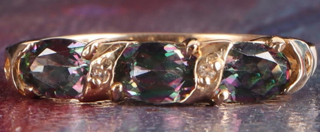 10K YELLOW GOLD MYSTIC TOPAZ DIAMOND LADIES RING (1 of 4)