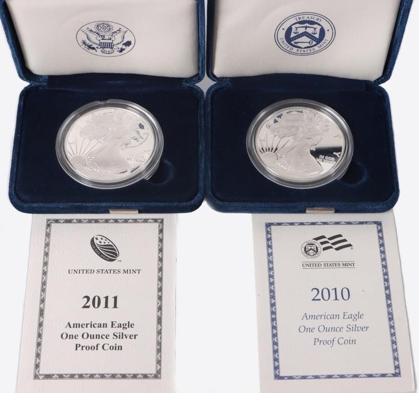 FINE SILVER PROOF 2010 & 2011 W AMERICAN EAGLES (1 of 5)