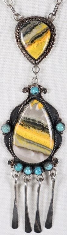 SW STYLE 925 LADIES NECKLACE W/ BUMBLEBEE JASPER (1 of 4)