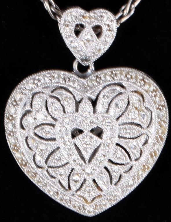 14K WHITE GOLD FILIGREE LADIES HEART NECKLACE (1 of 4)