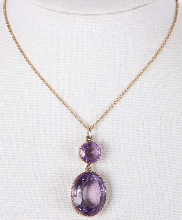 10K YELLOW GOLD AMETHYST LADIES NECKLACE (1 of 3)