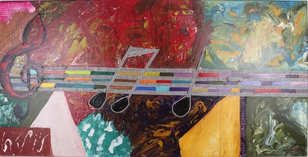 AFTER JEAN ARP MUSICAL COLLAGE ORIGINAL PAINTING (1 of 5)