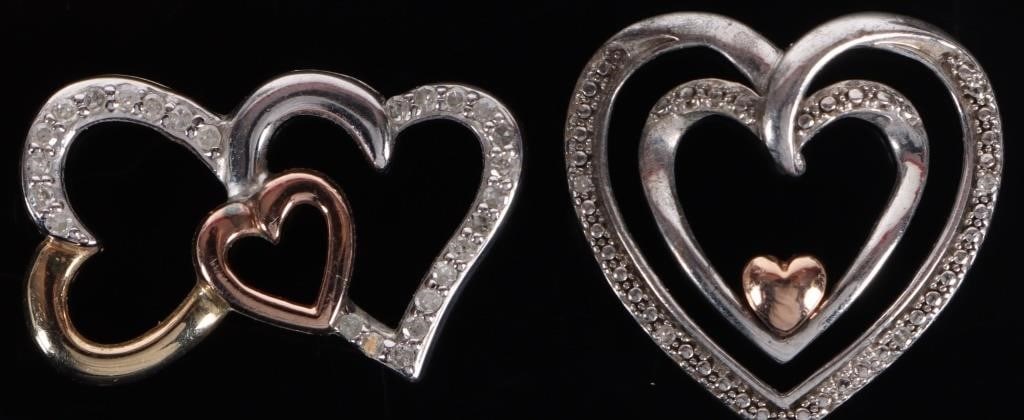 14K WHITE/ROSE GOLD LADIES HEART PENDANTS W DIA(2) (1 of 5)