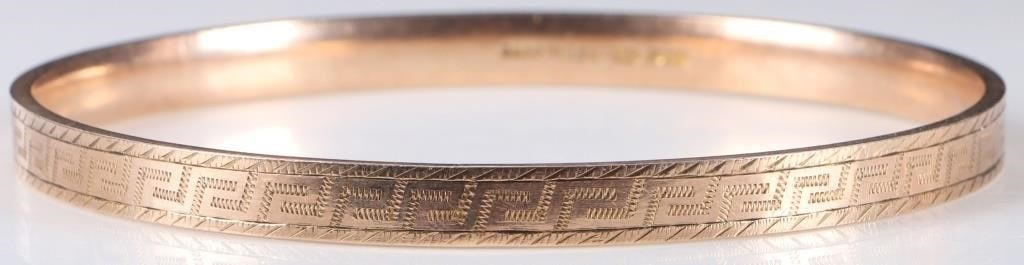 SOLID 9K ROSE GOLD ETCHED BANGLE BRACELET (1 of 3)