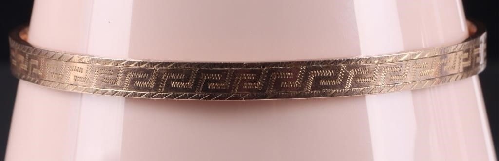 SOLID 9K ROSE GOLD ETCHED BANGLE BRACELET - 2