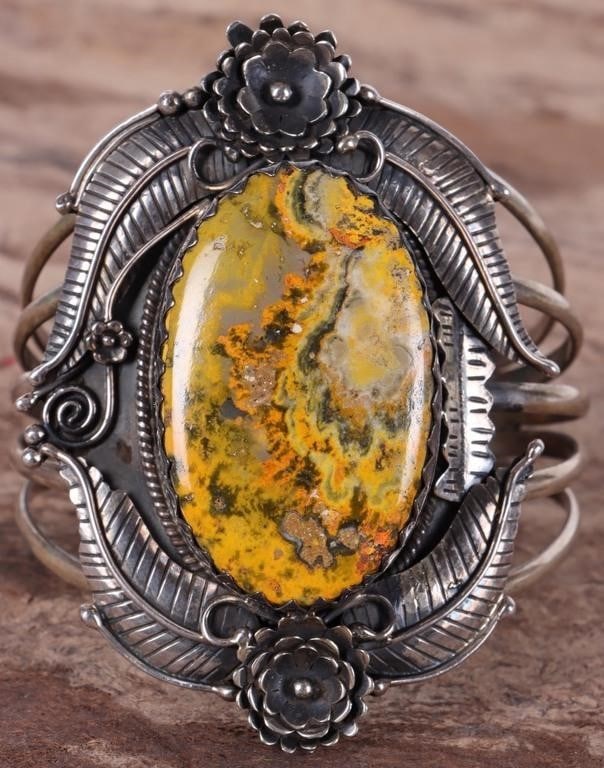 BUMBLEBEE JASPER SW STERLING SILVER CUFF BRACELET (1 of 4)