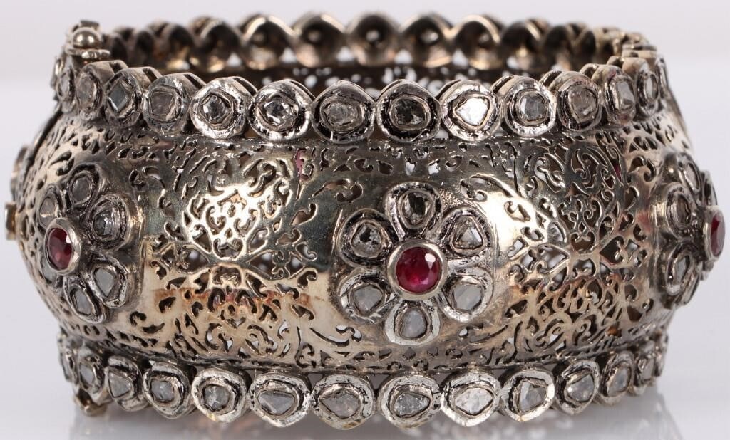 VICTORIAN STYLE NAT. POLKI DIAMOND CUFF BRACELET (1 of 5)