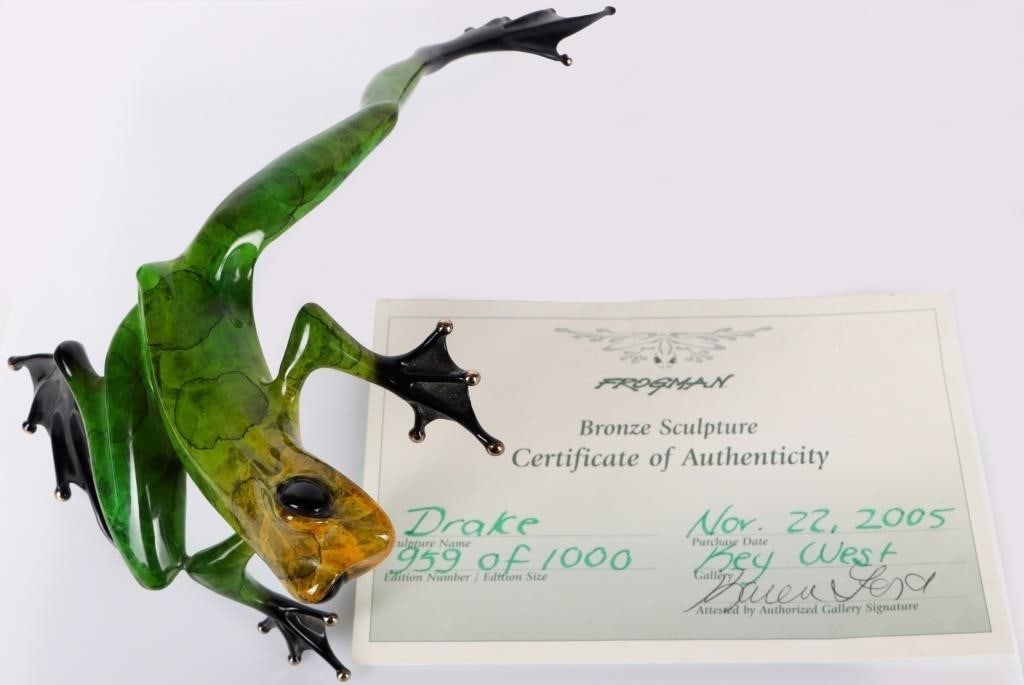 DRAKE TIM COTTERILL FROGMAN BRONZE SCULPTURE (1 of 10)
