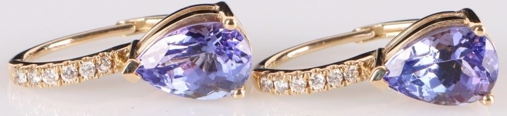 14K YELLOW GOLD LADIES EARRINGS W/ AMETHYST & DIAS (1 of 4)