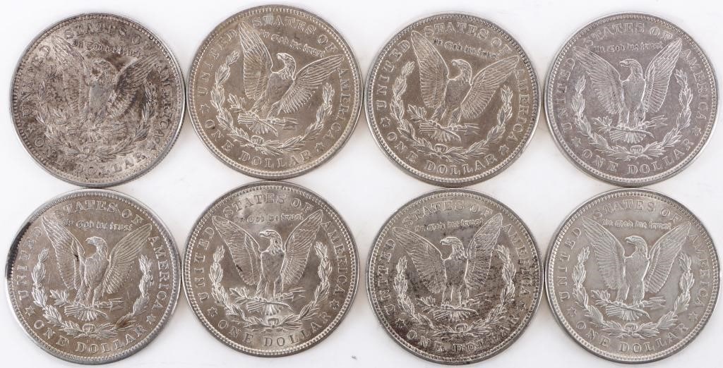 ASSORTED 90% SILVER MORGAN DOLLARS - (8) - 2