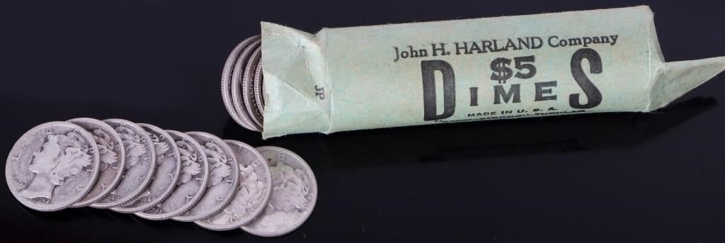90% SILVER ASSORTED MERCURY DIME ROLL OF 50 (1 of 3)