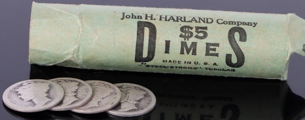90% SILVER 1916-1920 MERCURY DIME ROLL OF 50 (1 of 4)