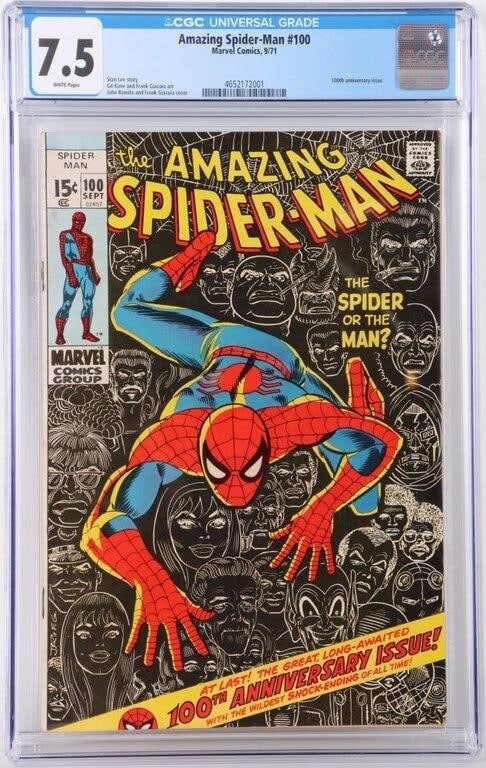 AMAZING SPIDERMAN #100 ICONIC ROMITA COVER CGC 7.5: Amazing Spider-Man #100, a significant milestone issue which includes an iconic John Romita cover. CGC graded 7.5.Condition: CGC 7.5 Comic books Marvel Bronze Age (1970-1985) Graded and Slabbed