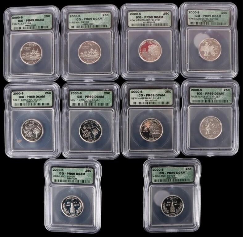 90% SILVER 2000 S PF-69 COMPLETE QUARTER SETS -(2) (1 of 7)