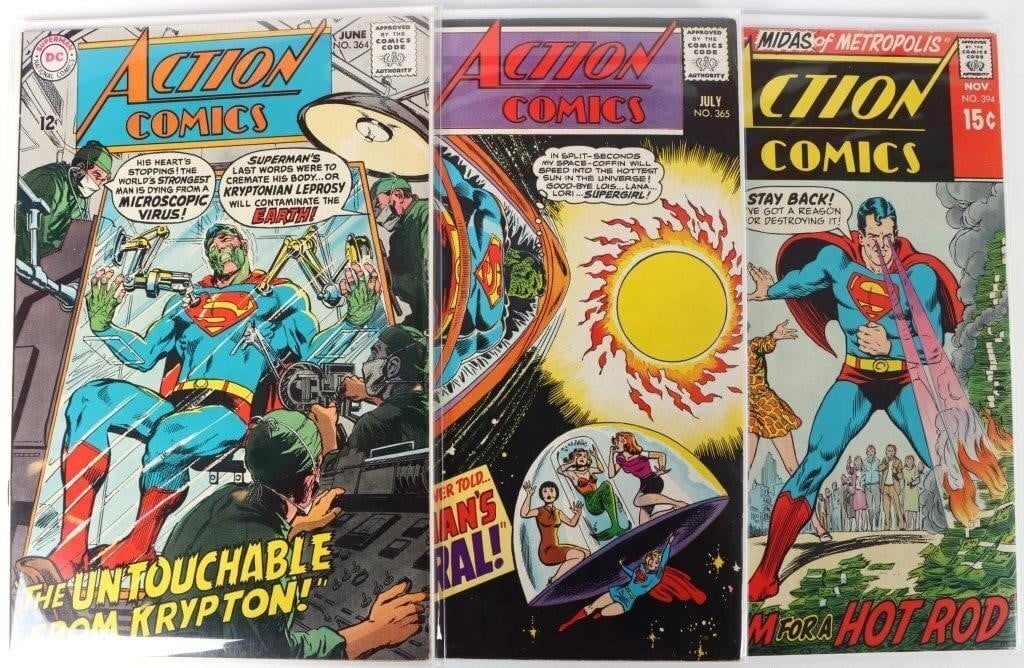 HIGH GRADE ACTION COMICS ISSUES #364, 365 & 394 (1 of 10)