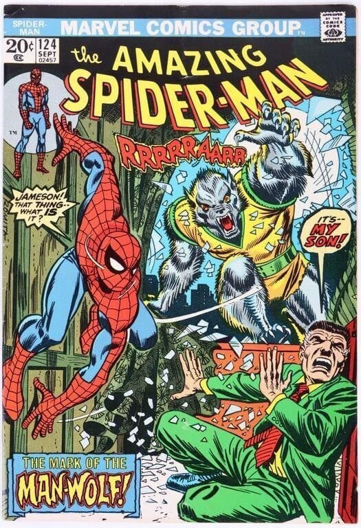 VF+ AMAZING SPIDER-MAN #124 - 1ST APP. MAN-WOLF (1 of 7)