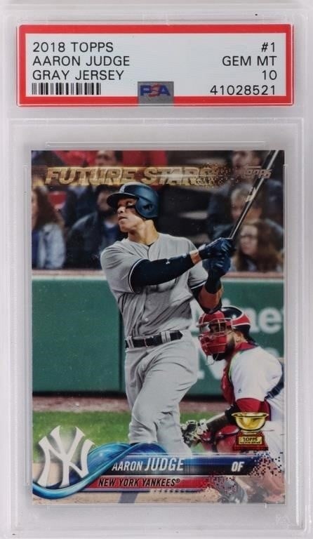 AARON JUDGE TOPPS 2018 #1 PSA 10 BASEBALL CARD: Aaron Judge Topps 2018 #1 baseball card, PSA 10.Condition: PSA 10 Sports cardsWeight: Topps Graded and Slabbed Baseball