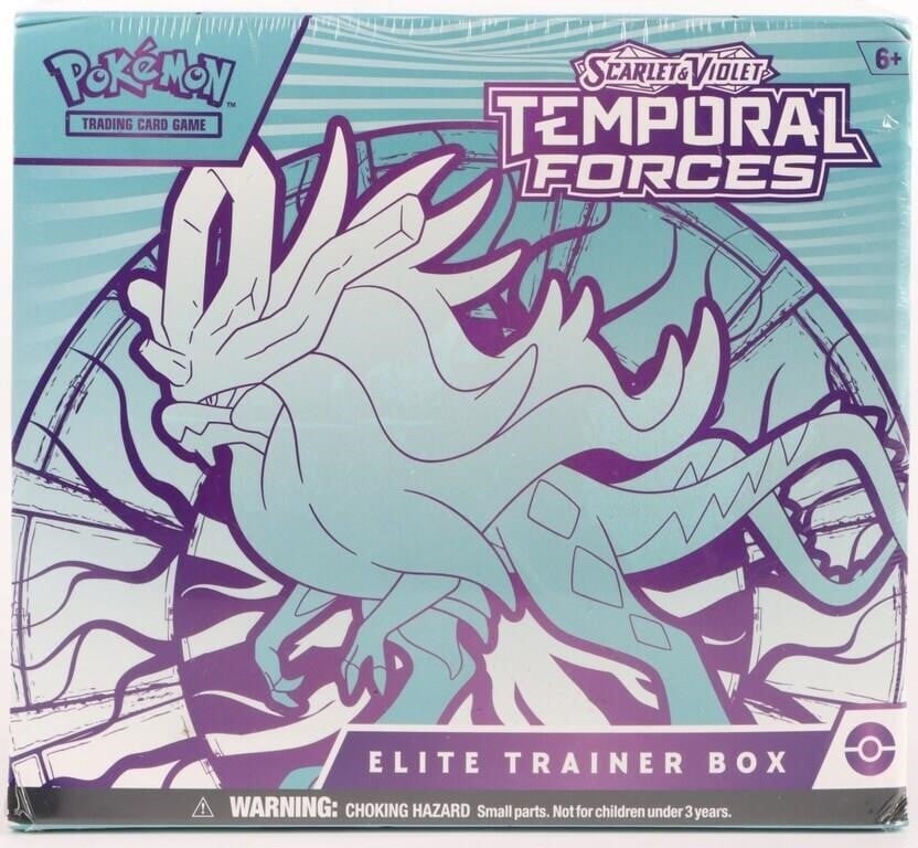 FACTORY SEALED POKEMON TEMPORAL FORCES ELITE BOX: Factory sealed Pokemon TCG Scarlet and Violet Temporal Forces Elite Trainer Box. Condition: See pictures. Non-sports cards Weight: Pokemon