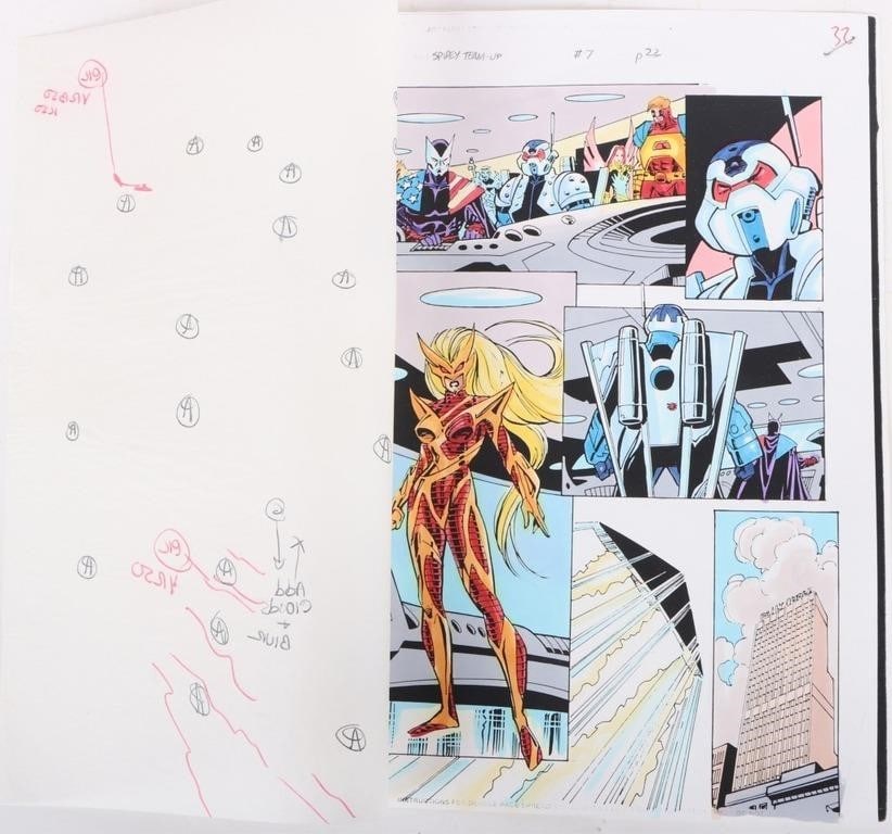 ORIGINAL ART COLOR GUIDE SPIDEY TEAM-UP 7 P22 SIGN (1 of 2)