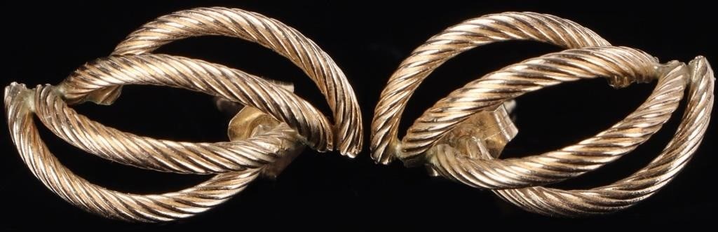 14K YELLOW GOLD QUAD TWISTED COIL LADIES EARRINGS: 14K yellow gold quad twisted coil ladies earrings. Size: 0.75" Condition: Little to no wear, see images for details.