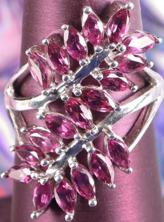 STERLING SILVER LADIES RING W/ TOURMALINE BRANCHES (1 of 4)