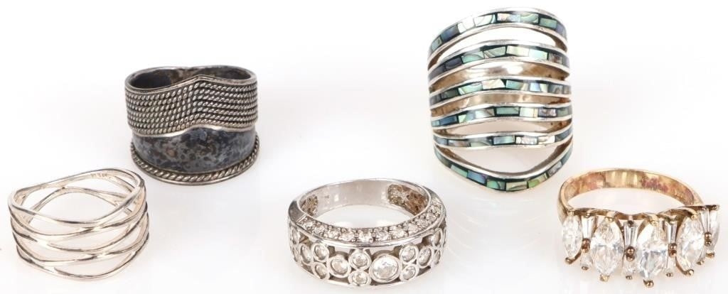 ASSORTED STERLING SILVER LADIES RINGS LOT OF 5 (1 of 3)