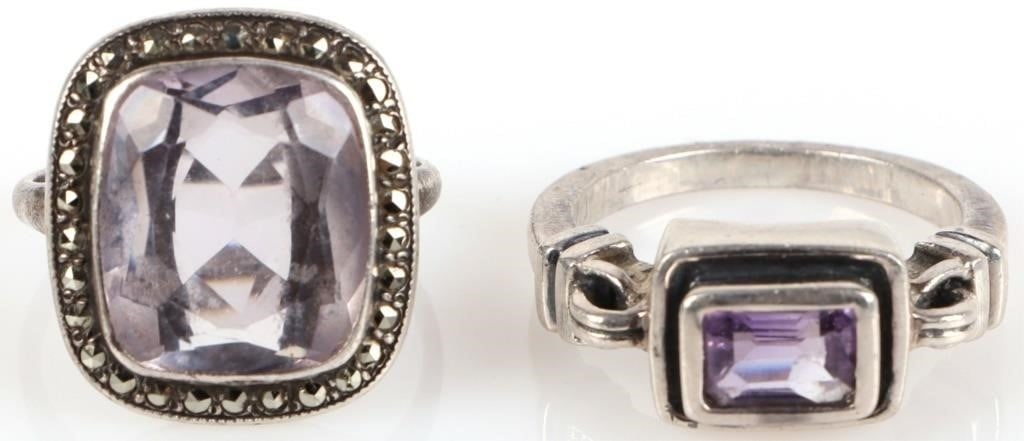 STERLING SILVER RINGS SET OF TWO TANZANITE (1 of 6)