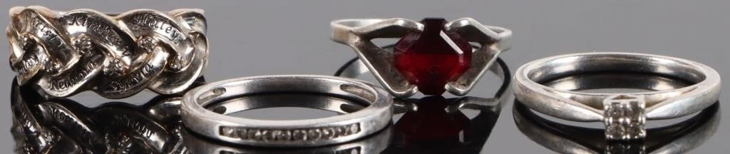ASSORTED STERLING SILVER GEM LADIES RINGS - (4) (1 of 3)