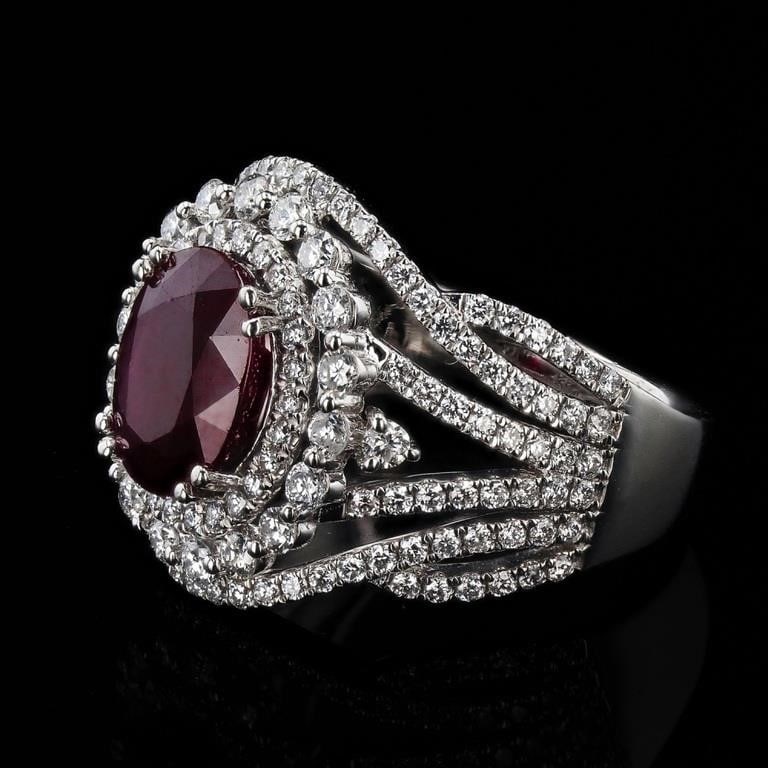 3.66CT BURMESE RUBY 1.4CTW DIA PLATINUM RING GIA - 2