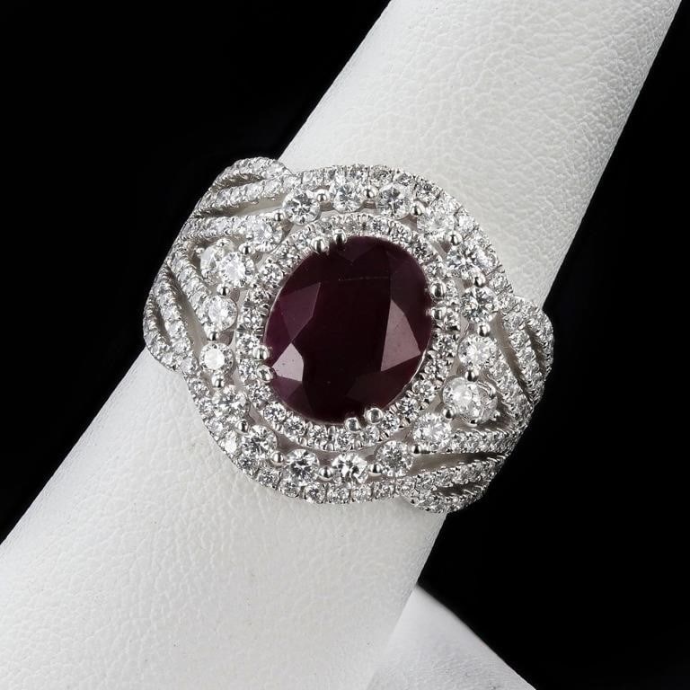 3.66CT BURMESE RUBY 1.4CTW DIA PLATINUM RING GIA - 3