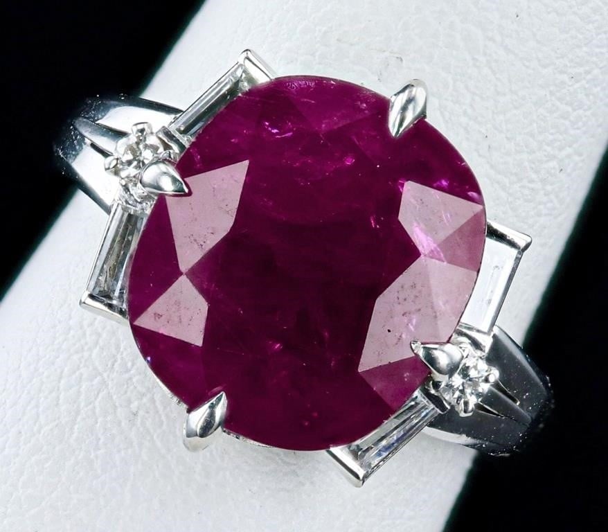 8.94CT RUBY PLATINUM LADIES RING W/ DIAMOND GIA (1 of 5)