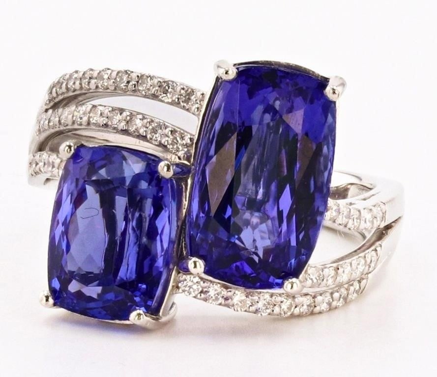 7.66 TANZANITE PLATINUM LADIES RING W/ DIAMONDS (1 of 4)
