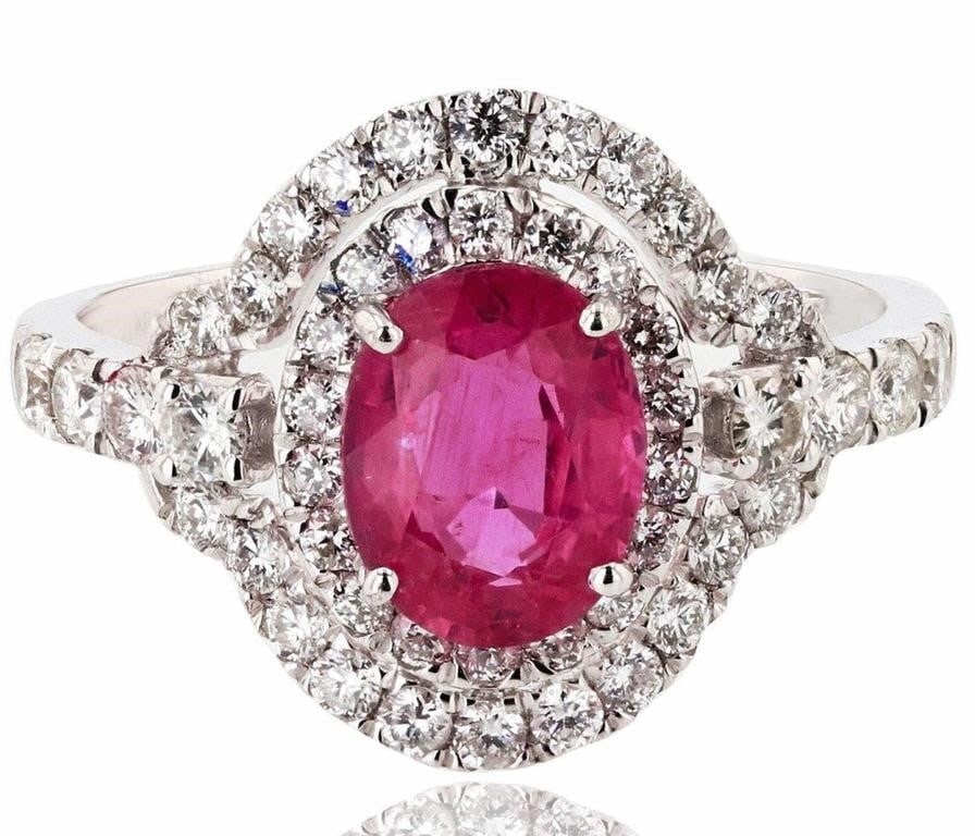 PLATINUM LADIES RING W/ DIAMONDS & PINK SAPPHIRE (1 of 4)
