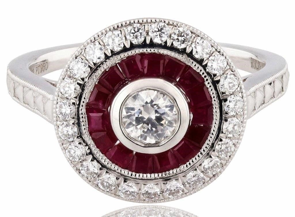 PLATINUM LADIES RING W/ DIAMONDS SAPPHIRE & RUBY (1 of 4)