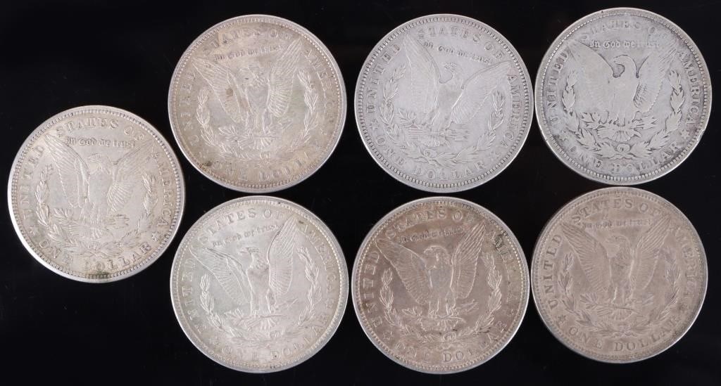 ASSORTED 90% SILVER U.S. MORGAN DOLLARS - (7) - 2