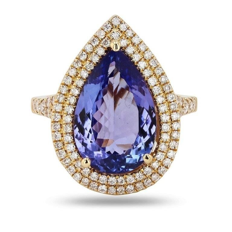 6.19CT TANZANITE & DIAMOND 14K YELLOW GOLD RING (1 of 4)