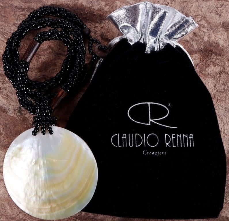 CLAUDIO RENNA SHELL BLACK BEAD LADIES NECKLACE (1 of 5)