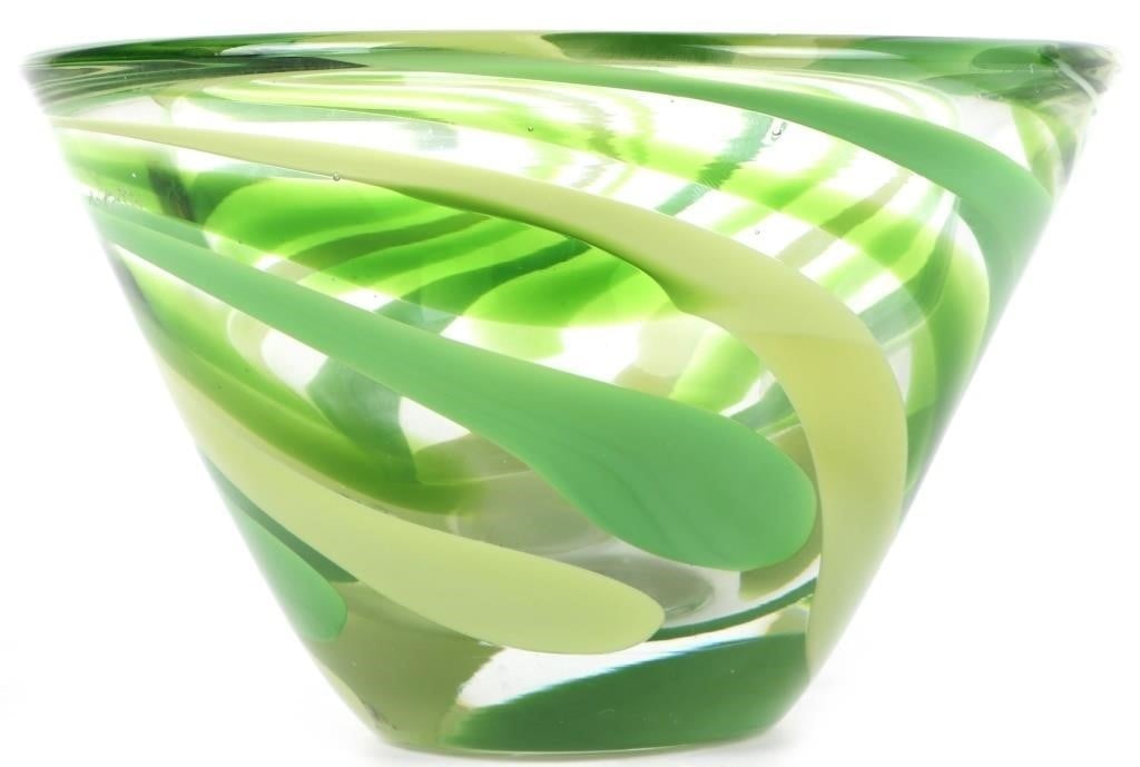 MURANO ART GLASS GREEN TWIST SWIRL BOWL (1 of 4)