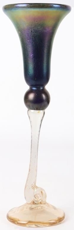 LARGE BRIONI IRIDESCENT BLUE CHAMPAGNE FLUTE (1 of 5)